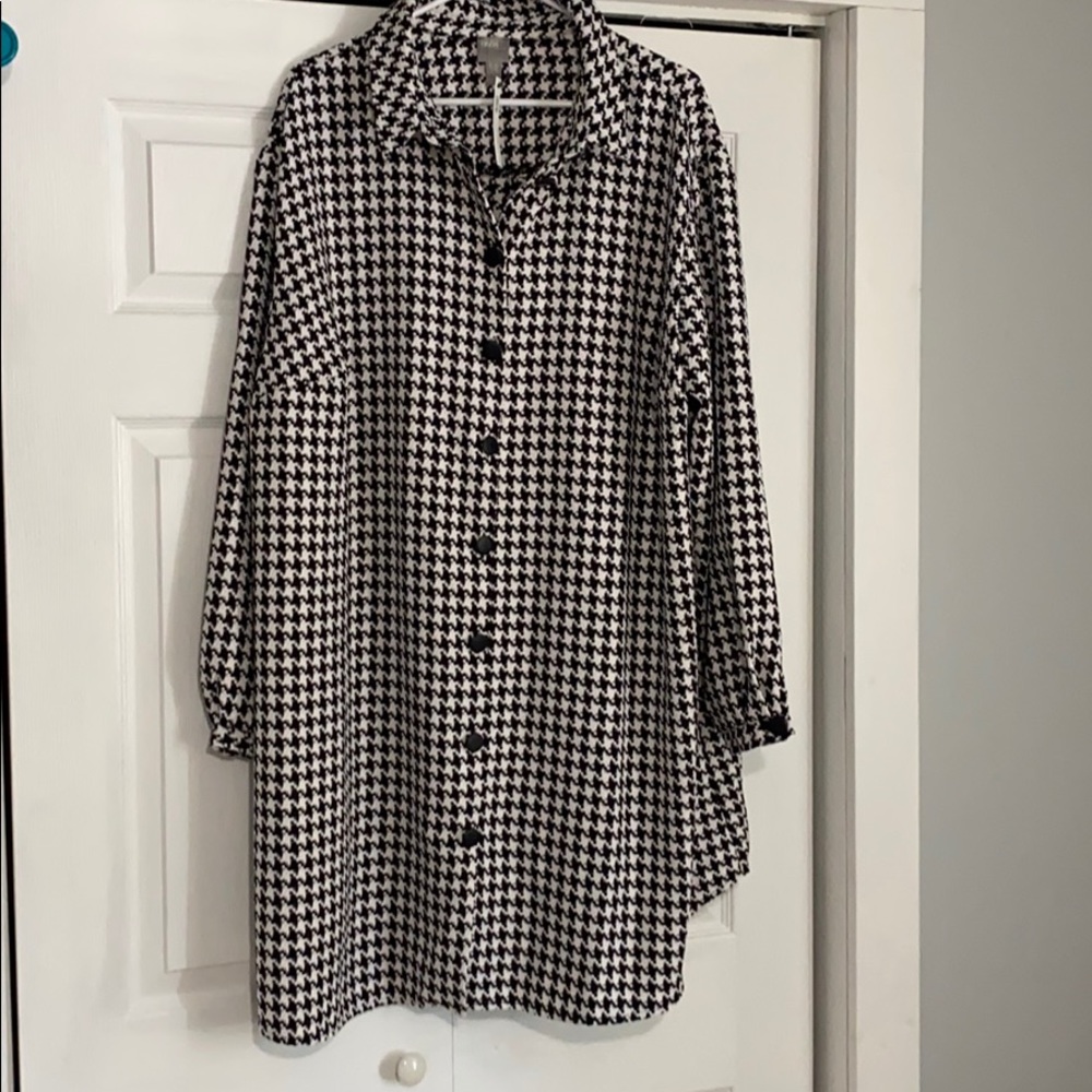 Black and white button down jacket